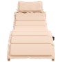 Sun lounger with beige cushion solid acacia wood by vidaXL, Loungers - Ref: Foro24-367635, Price: 179,44 €, Discount: %