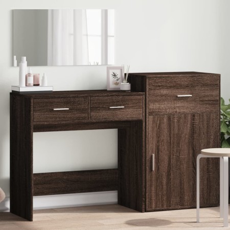 Oak Brown Engineered Wood 3-Piece Vanity Set by vidaXL, Bedroom furniture sets - Ref: Foro24-3276524, Price: 173,99 €, Discou...