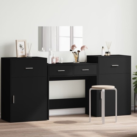 Black Engineered Wood 4-Piece Vanity Set by vidaXL, Bedroom furniture sets - Ref: Foro24-3276526, Price: 249,02 €, Discount: %