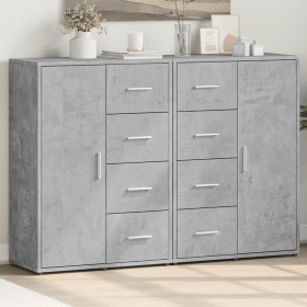 Aparadores 2 uds madera de ingeniería gris hormigón 60x31x84 cm de vidaXL, Aparadores - Ref: Foro24-3276591, Precio: 196,99 €...