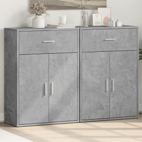 Aparadores 2 uds madera de ingeniería gris hormigón 60x30x84 cm de vidaXL, Aparadores - Ref: Foro24-3276598, Precio: 137,99 €...