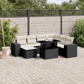 Set de sofás de jardín 8 piezas y cojines ratán sintético negro de vidaXL, Conjuntos de jardín - Ref: Foro24-3269326, Precio:...