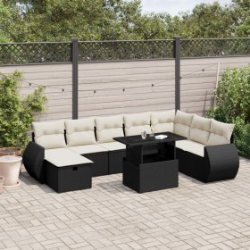 Set de sofás de jardín 8 piezas y cojines ratán sintético negro de vidaXL, Conjuntos de jardín - Ref: Foro24-3275186, Precio:...