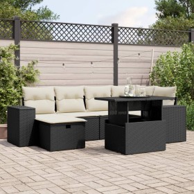 7-teiliges Gartensofa-Set mit schwarzen synthetischen Rattankissen von vidaXL, Gartensets - Ref: Foro24-3275296, Preis: 514,0...