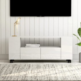 Glossy white plywood TV cabinet 120x35x48 cm by vidaXL, TV Furniture - Ref: Foro24-801352, Price: 116,99 €, Discount: %