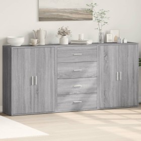 Aparadores 3 uds madera de ingeniería gris Sonoma 60x31x84 cm de vidaXL, Aparadores - Ref: Foro24-3276579, Precio: 237,61 €, ...