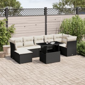 Set de sofás de jardín 8 piezas y cojines ratán sintético negro de vidaXL, Conjuntos de jardín - Ref: Foro24-3266746, Precio:...