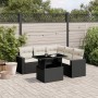 Set de sofás de jardín 6 piezas y cojines ratán sintético negro de vidaXL, Conjuntos de jardín - Ref: Foro24-3267266, Precio:...