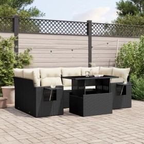 7-teiliges Gartensofa-Set mit schwarzen synthetischen Rattankissen von vidaXL, Gartensets - Ref: Foro24-3267756, Preis: 541,9...