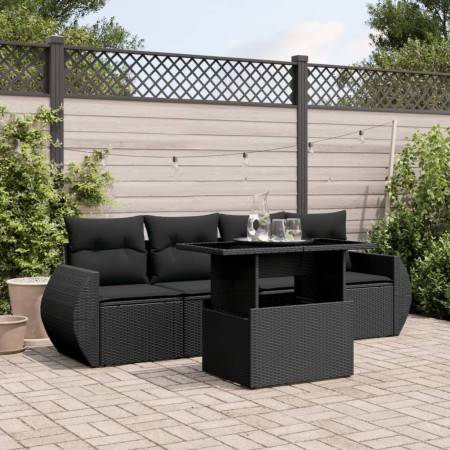 5-piece garden furniture set and black synthetic rattan cushions by vidaXL, Garden sets - Ref: Foro24-3268355, Price: 396,02 ...