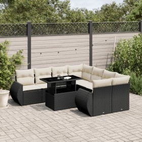 8-teiliges Gartensofa-Set und schwarze synthetische Rattankissen von vidaXL, Gartensets - Ref: Foro24-3268426, Preis: 673,86 ...