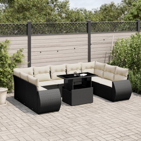 Garden sofa set 10 pieces with black synthetic rattan cushions by vidaXL, Garden sets - Ref: Foro24-3268736, Price: 724,49 €,...