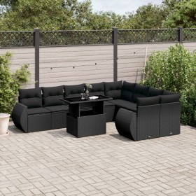 Garden sofa set 10 pieces with black synthetic rattan cushions by vidaXL, Garden sets - Ref: Foro24-3268755, Price: 702,15 €,...