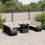 11-teiliges Gartensofa-Set und schwarze synthetische Rattankissen von vidaXL, Gartensets - Ref: Foro24-3268776, Preis: 798,38...