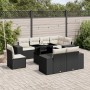 8-teiliges Gartensofa-Set und schwarze synthetische Rattankissen von vidaXL, Gartensets - Ref: Foro24-3269296, Preis: 738,72 ...