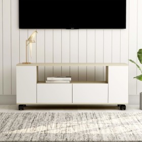 Mueble de TV madera contrachapada blanco y roble 120x35x48 cm de vidaXL, Muebles TV - Ref: Foro24-801351, Precio: 101,99 €, D...