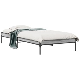 Estructura cama madera ingeniería metal gris Sonoma 100x200 cm de vidaXL, Camas y somieres - Ref: Foro24-845029, Precio: 75,9...