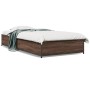 Estructura cama madera ingeniería metal marrón roble 100x200 cm de vidaXL, Camas y somieres - Ref: Foro24-845110, Precio: 87,...