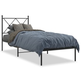 Bed frame with black metal headboard 80x200 cm by vidaXL, Beds and slatted bases - Ref: Foro24-376493, Price: 69,99 €, Discou...