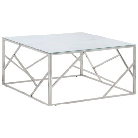 Silberner Couchtisch aus Edelstahl und gehärtetem Glas von vidaXL, Couchtisch - Ref: Foro24-349955, Preis: 182,99 €, Rabatt: %