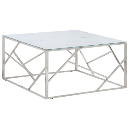 Silberner Couchtisch aus Edelstahl und gehärtetem Glas von vidaXL, Couchtisch - Ref: Foro24-349955, Preis: 183,11 €, Rabatt: %