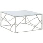 Silberner Couchtisch aus Edelstahl und gehärtetem Glas von vidaXL, Couchtisch - Ref: Foro24-349955, Preis: 198,43 €, Rabatt: %