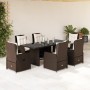 Set comedor de jardín 7 pzas con cojines ratán sintético marrón de vidaXL, Conjuntos de jardín - Ref: Foro24-3262781, Precio:...