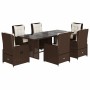 Set comedor de jardín 7 pzas con cojines ratán sintético marrón de vidaXL, Conjuntos de jardín - Ref: Foro24-3262781, Precio:...