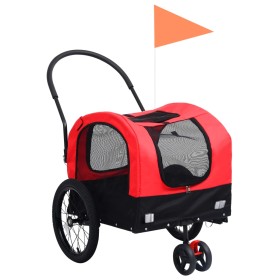 Remolque de bicicleta para mascotas cochecito 2 en 1 rojo negro de vidaXL, Cochecitos para mascotas - Ref: Foro24-92437, Prec...