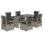 Set comedor jardín 7 pzas y cojines ratán sintético gris claro de vidaXL, Conjuntos de jardín - Ref: Foro24-3262940, Precio: ...