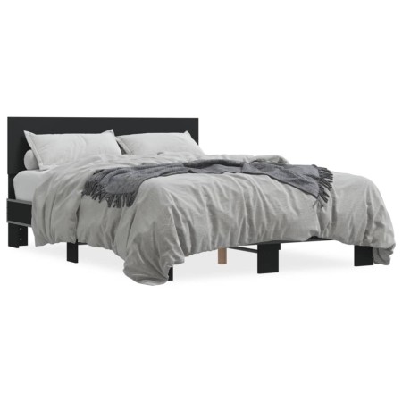 Estructura de cama madera de ingeniería y metal negro 135x190cm de vidaXL, Camas y somieres - Ref: Foro24-3280207, Precio: 15...