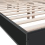 Engineered wood and black metal bed frame 135x190cm by vidaXL, Beds and slatted bases - Ref: Foro24-3280207, Price: 155,23 €,...