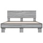 Estructura cama madera ingeniería metal gris Sonoma 140x200 cm de vidaXL, Camas y somieres - Ref: Foro24-3280195, Precio: 158...