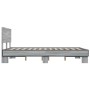 Estructura cama madera ingeniería metal gris Sonoma 140x200 cm de vidaXL, Camas y somieres - Ref: Foro24-3280195, Precio: 158...