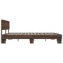 Estructura cama madera ingeniería metal marrón roble 200x200 cm de vidaXL, Camas y somieres - Ref: Foro24-3280176, Precio: 17...