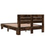 Estructura cama madera ingeniería metal roble ahumado 140x190cm de vidaXL, Camas y somieres - Ref: Foro24-3280169, Precio: 14...