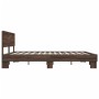 Oak brown metal engineered wood bed frame 180x200 cm by vidaXL, Beds and slatted bases - Ref: Foro24-3280181, Price: 171,41 €...