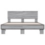 Estructura cama madera ingeniería metal gris Sonoma 120x190 cm de vidaXL, Camas y somieres - Ref: Foro24-3280205, Precio: 150...