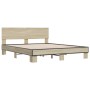 Estructura cama madera ingeniería metal roble Sonoma 150x200 cm de vidaXL, Camas y somieres - Ref: Foro24-3280188, Precio: 15...