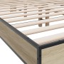 Sonoma oak metal engineered wood bed frame 140x190 cm by vidaXL, Beds and slatted bases - Ref: Foro24-3280213, Price: 151,01 ...