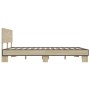 Estructura cama madera ingeniería metal roble Sonoma 160x200 cm de vidaXL, Camas y somieres - Ref: Foro24-3280183, Precio: 15...