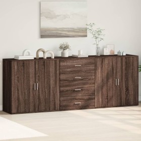 Sideboards 3 units oak brown plywood by vidaXL, Sideboards - Ref: Foro24-3276615, Price: 259,99 €, Discount: %