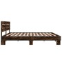 Engineered wood bed frame metal smoked oak 180x200cm by vidaXL, Beds and slatted bases - Ref: Foro24-3280134, Price: 176,49 €...