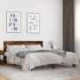 Engineered wood bed frame metal smoked oak 200x200cm by vidaXL, Beds and slatted bases - Ref: Foro24-3280129, Price: 168,77 €...