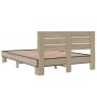 Estructura cama madera ingeniería metal roble Sonoma 140x200 cm de vidaXL, Camas y somieres - Ref: Foro24-3280148, Precio: 14...