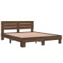 Engineered wood bed frame oak brown metal 160x200 cm by vidaXL, Beds and slatted bases - Ref: Foro24-3280141, Price: 163,12 €...