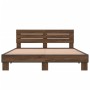 Engineered wood bed frame oak brown metal 160x200 cm by vidaXL, Beds and slatted bases - Ref: Foro24-3280141, Price: 163,12 €...