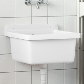 Fregadero lavabo de pared resina blanco 40x40x24 cm de vidaXL, Fregaderos - Ref: Foro24-4002793, Precio: 58,08 €, Descuento: %