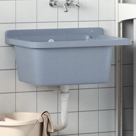 Fregadero lavabo de pared resina gris 60x40x28 cm de vidaXL, Fregaderos - Ref: Foro24-4002798, Precio: 87,99 €, Descuento: %