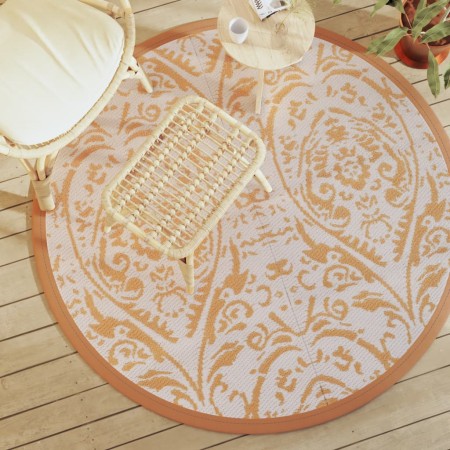 Alfombra de exterior PP naranja y blanco Ø160 cm de vidaXL, Protectores para exterior - Ref: Foro24-368507, Precio: 28,96 €, ...